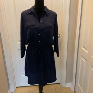 BeBop Blue Long Sleeve Shirt Dress